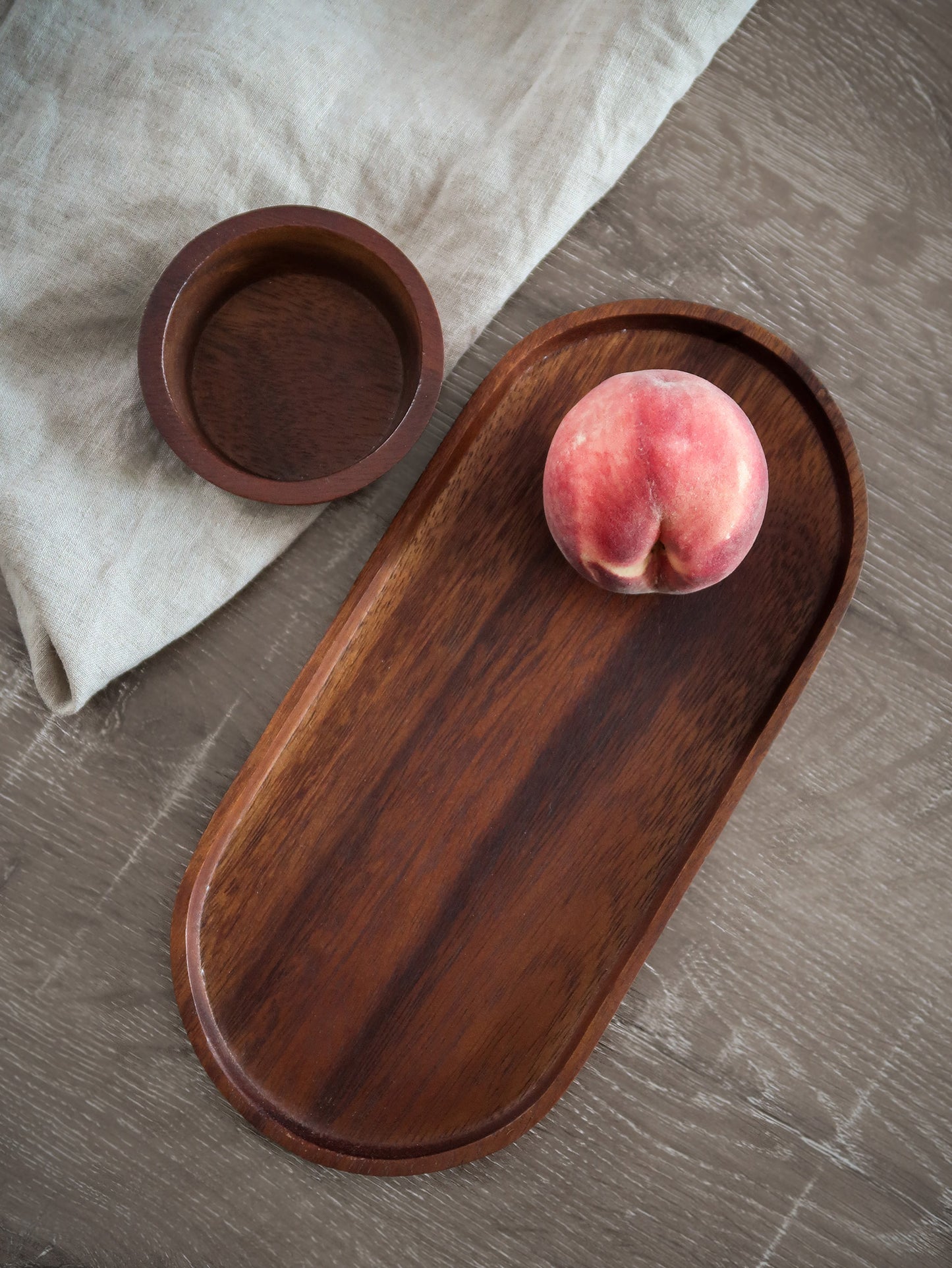 Wooden Serving Tray with Condiment Bowl