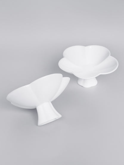 Ceramic Mong Petal-5 Series Pedestal Dish | Single Piece