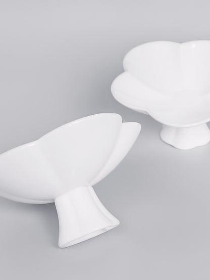Ceramic Mong Petal-5 Series Pedestal Dish | Single Piece